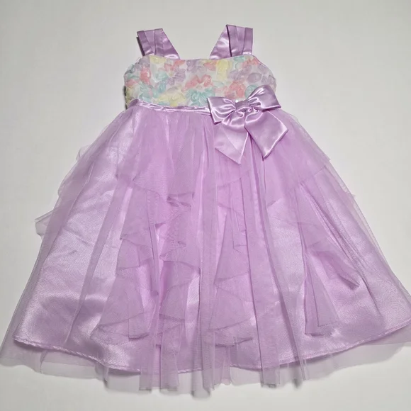 Jona Michelle Pastel Floral Dress with Lavender Tulle, Girls' Size 3T - Picture 2 of 10